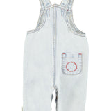 baby dungarees | washed light blue denim w/  "peace" print