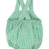 baby romper | green & ecru checkered