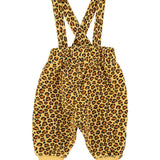 baby trousers w/ straps | mustard w/ animal print