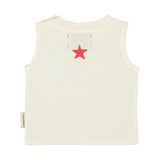 baby sleeveless t´shirt | ecru w/ apple print