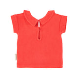baby t-shirt w/ peter pan collar| red w/ "amour" print