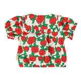 baby blouse w/ sailor collar | ecru w/ red roses print