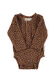 Baby long sleeve body | Brown w/ animal print