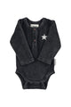 Baby long sleeve body | Faded black w/ "rock & roll" print