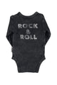 Baby long sleeve body | Faded black w/ "rock & roll" print