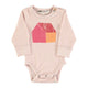 Baby long sleeve body | Light pink w/ multicolor house print