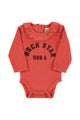 Baby long sleeve body w/ collar | Terracotta w/ rock star" print