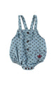 Baby romper | Washed blue denim w/ black hearts