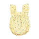 baby romper w/ fringe straps | yellow stripes w/ little flowers