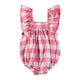 Baby romper w/ ruffles on shoulders | Checkered pink