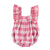 Baby romper w/ ruffles on shoulders | Checkered pink