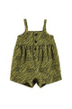 Baby short dungarees | Olive green w/ zebra print