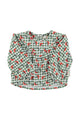 Baby Blouse | Green checkered w/ flowers