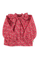 Blouse | Pink checkered w/ flowers
