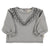 Baby blouse w/ v-neck ruffles on chest | Grey chambray