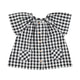 blouse w/ butterfly sleeves | black & white checkered