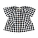 baby blouse w/ butterfly sleeves | black & white checkered