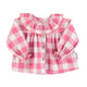 Baby blouse w/ embroidered collar | Checkered pink