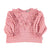 Blouse w/ v-neck ruffles on chest | Pink w/ little flowers