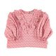 Blouse w/ v-neck ruffles on chest | Pink w/ little flowers
