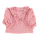 Baby blouse w/ v-neck ruffles on chest | Pink w/ little flowers