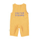 Baby jumpsuit | Yellow checkered w/ "united oceans" print