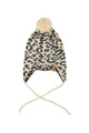 Knitted baby bonnet | Light pink w/ black animal print
