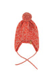 Knitted baby bonnet | Pink w/ animal print