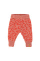 Knitted baby leggings | Light pink w/ black animal print
