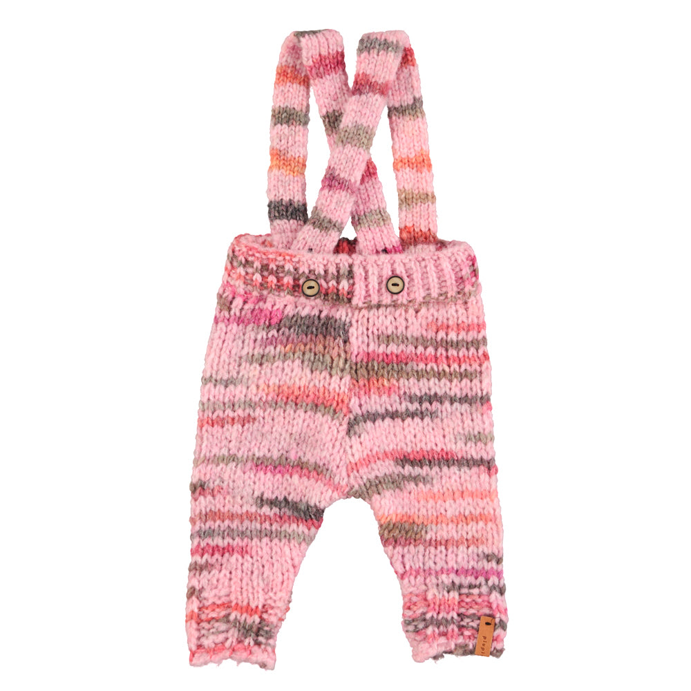 Knitted baby trousers w straps Multicolor pink