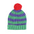 Knitted hat w/ pompon | Green & purple stripes