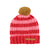 Knitted hat w/ pompon | Red & pink stripes