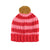 Knitted hat w/ pompon | Red & pink stripes