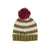 Knitted hat w/ pompon | Green & ecru stripes