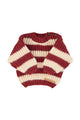 Baby knitted sweater | Bordeaux & light pink stripes
