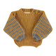 Knitted baby sweater | Camel & grey stripes