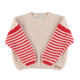 Knitted sweater | Ecru & red stripes