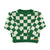 knitted sweater | ecru & green checkered