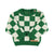 knitted baby sweater | ecru & green checkered