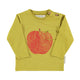 Baby longsleeve t'shirt | Olive green w/ red apple print