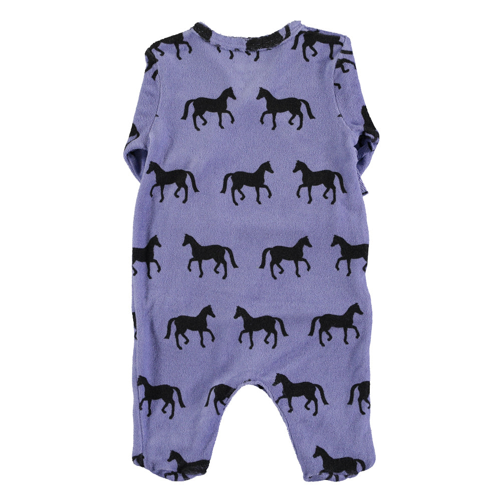 Newborn babygrow | Purple w/ black horses