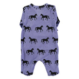Newborn babygrow | Purple w/ black horses
