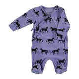 Newborn babygrow | Purple w/ black horses