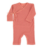 Newborn babygrow | terracotta w/ little hearts