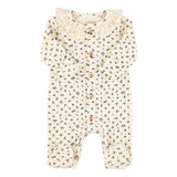 Newborn babygrow w/ collar | Ecru w/ little flowers