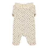 Newborn babygrow w/ collar | Ecru w/ little flowers