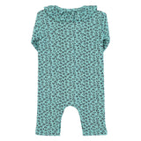 Newborn babygrow w/ collar | blue w/ animal print