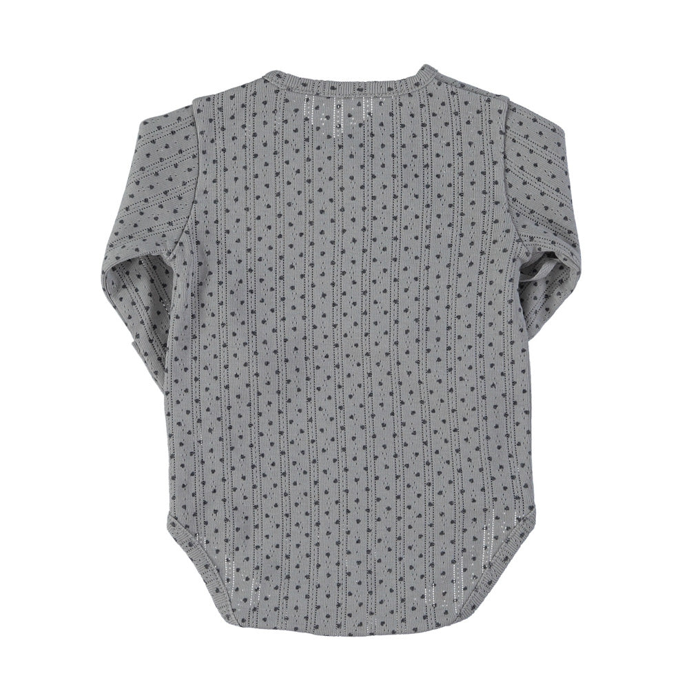 Newborn bodysuit | Grey w/ little black hearts
