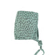 Newborn bonnet | green w/ animal print