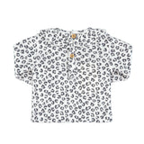 Newborn collar shirt | Ecru w/ animal print